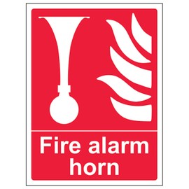 V Safety Fire Alarm Horn - Portrait 150 x 200 mm - 2mm Super-Tough Rigid Plastic Safety Sign