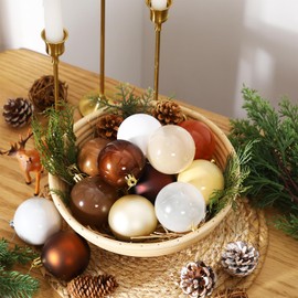 MiniInflat 12 Pcs Christmas Glass Ball Ornaments Glass Vintage Christmas Tree Ornaments Matte Decorative Shatterproof Ball with Hanging Loop for Rustic Xmas Decoration