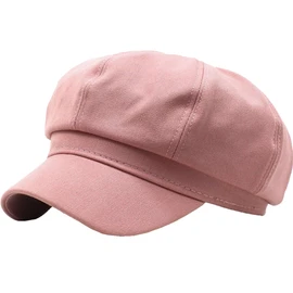 White Fang CZ295 Women's Plain Plain Plain Natural Round Square Face Hat Outing Stylish, Pink