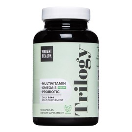 Vibrant Health, Trilogy Vegan, Probiotic Multivitamin with an Essential Blend of Omega-3 from Vegan Algal Oil, Vitamin A, B12, C, D3, E, Selenium, Magnesium & Zinc, 30 Servings