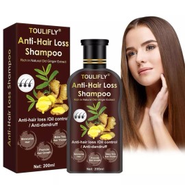 Toulifly Regrowth Anti-Hair Loss Shampoo Rich in Natural Old Ginger Extract for Men&Women