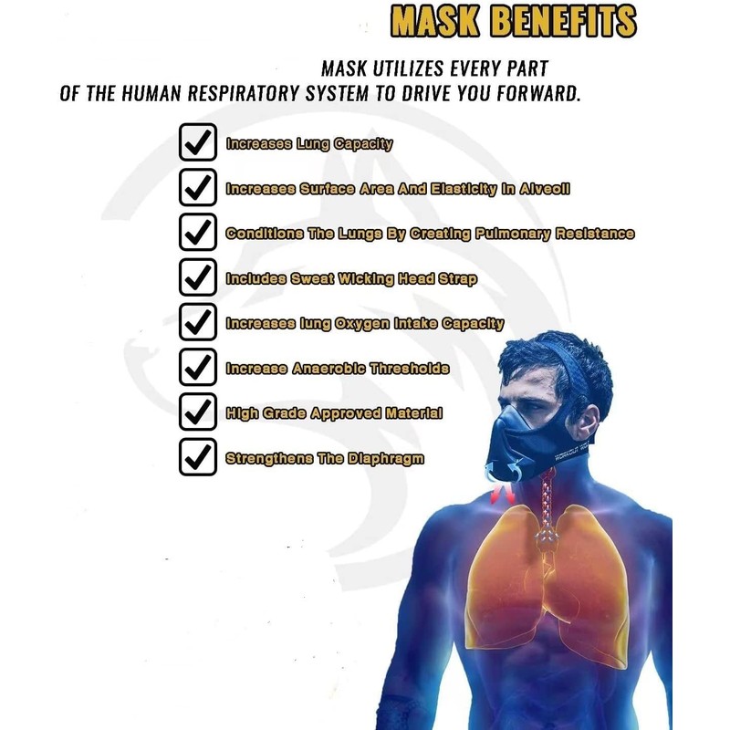 Training Altitude Mask, High Elevation Sport Mask to Improve Lung