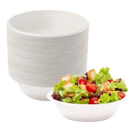 12oz Paper Sugarcane Disposable Bowls for Salads, Dessert and Cereals- Eco Friendly/Natural- Pack of 50ct