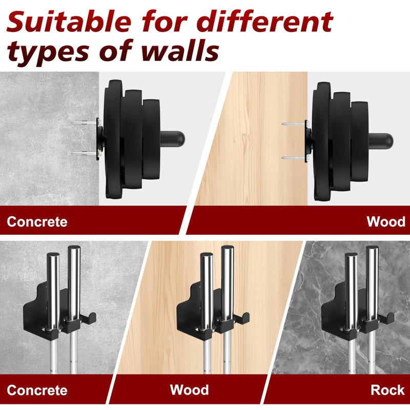 Rumoid Wall Mounted Weight Plate Holder, 4 Pack, with 1