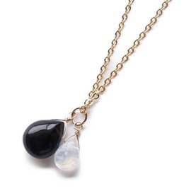 Morion Black Crystal Moonstone Pendant Top po180807-3
