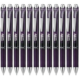 Pentel EnerGel XM Special Edition - BL77 A2-0.7mm Tip Nib - Retractable Liquid Gel Ink Rollerball Pen - 54% Recycled (Pack of 12, Bordeaux Black)