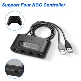 MEIRIYFA Gamecube Controller Adapter for Switch Gamecube Adapter, Compatible with Switch Super Smash Bros Gamecubed Adapter for WII U/PC USB & Switch with 4 Port/Turbo and Vibration Features