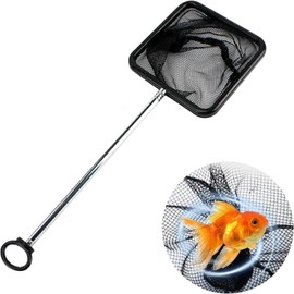 Aquarium Fish Net Aquarium Fish Net Telescopic Stainless Steel Fish Net Adjustable Length 212-405mm Small Square Net Food Residue Waste Skimming Cleaning Net for Aquarium Supplies Small Tropical Fish