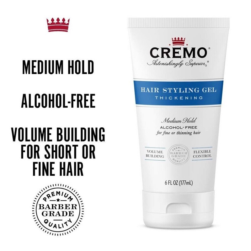 CREMO Barber Grade Hair Gel Thickening for Fine Thinning Hair,