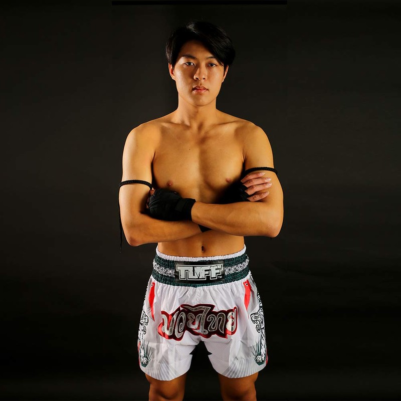 Tuff Muay Thai Boxing Shorts Double Tigers (White, XL)