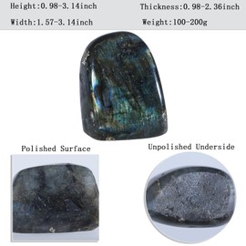 KYEYGWO 0.22-0.44 LB Natural Polished Labradorite Crystal Gemstone for Healing, Self Standing Mineral Stone Specimen for Collection Table Desk Decor