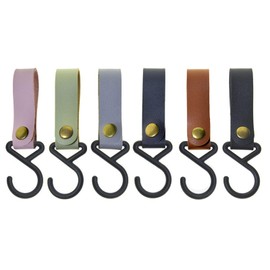 INCREWAY Leather Hooks, 6 Pack Outdoor Camping Leather Hooks Decorative Hooks in 6 Colors for Bedroom Kitchen Office Hanging Tableware Towels Clothes Bags Keys