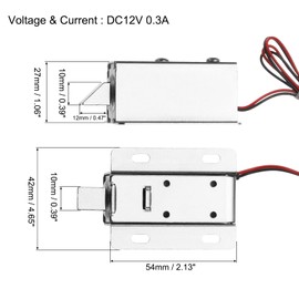 QUARKZMAN DC 12V 0.3A Electromagnetic Solenoid Lock Mini Door Lock Drawer 2.1 x 1.6 x 1.1 Inch Tongues Magnetic Lock Function for Cabinet Drawer Safety Lock Pack of 4