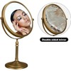 Leyden Antique Brass Makeup Mirror, 3X Magnifying Vanity Mirror Tabletop