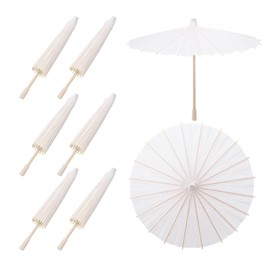 sourcing map 6 Pcs Paper Umbrellas,30cm Paper Parasol Umbrella DIY Oiled Paper Painting Umbrellas for Photography Props Craft Party Wedding Decoration,White