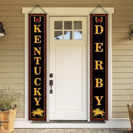 Kentucky Decorations Outdoor Horse Racing Run for The Rose Porch Sign Banner Churchill Downs Day Party Decorations and Supplies for Home-12×71''