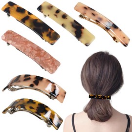 6 PCS Hair Barrette French Design Tortoise Shell Celluloid Rectangle Accessories Classic for Thin Fine Hair Flat Hair Pins