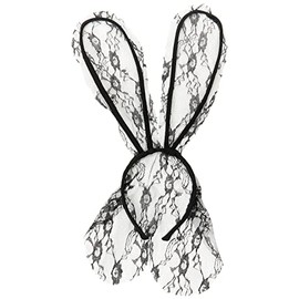 Starline Women's Lace Bunny Mask Headband Accessory, Black, One Size
