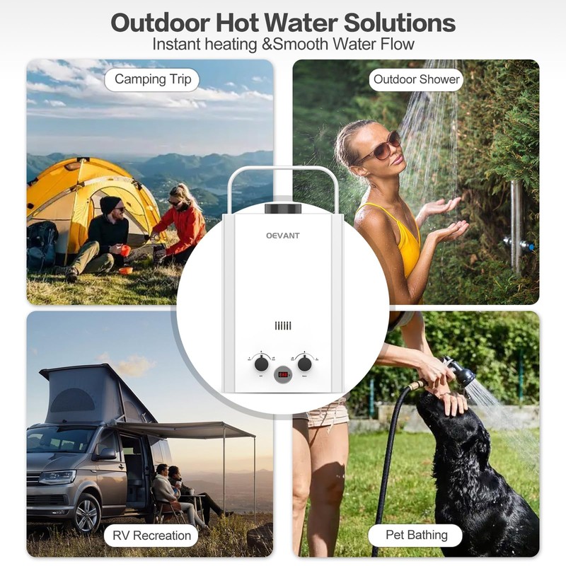 OEVANT Propane Water Heater, 1.58GPM 6L Portable Tankless Water Heater