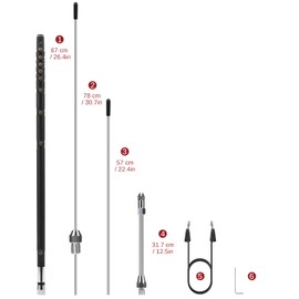 Radioddity HF-008 VHF/HF(6M-80M) Portable Telescopic Antenna 3.5-50MHz, SWR 1.0-1.5, with PL-259 Connector for Ham Two Way Radio, Amateur Mobile Radio