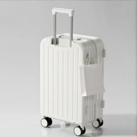 Hbluefat 20 Inch Carry On Luggage with Spinner Wheels, Lightweight Suitcase for Travel, Business, School (White)