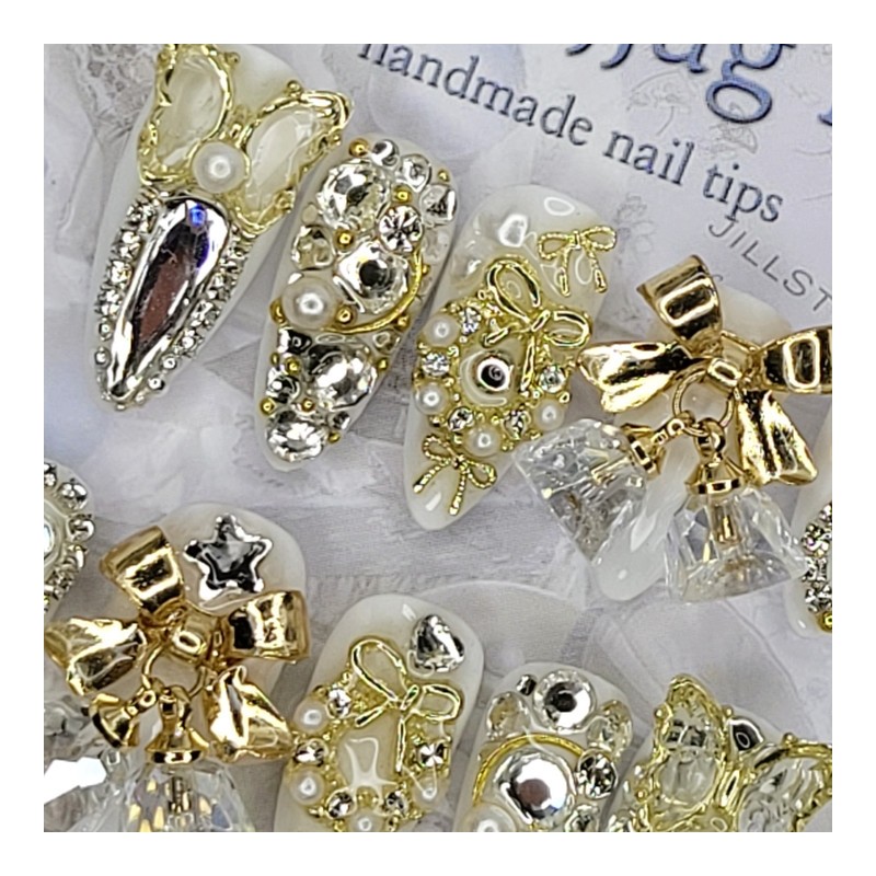 Luxury Christmas handmade nail tips - Almond S / 럭셔리