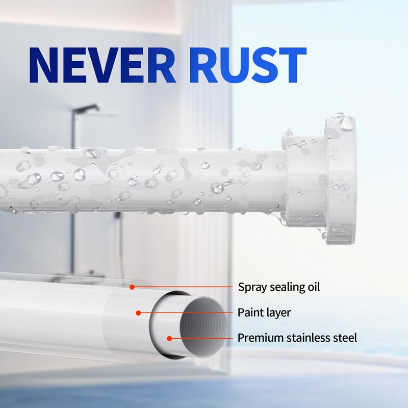 Mcrbeay Shower Curtain Rod, 1" Diameter Heavy Duty Tension Shower