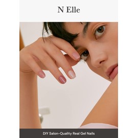 ohora Semi Cured Gel Nail Strips (N Elle) - Nude, Solid, Works with Any UV/LED Nail Lamps, Salon-Quality, Long Lasting, Easy to Apply & Remove - Includes 2 Prep Pads, Nail File & Wooden Stick