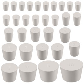 Keadic Solid Rubber Stopper Lab Plug Tapered Lab Seal Rubber Stoppers for Holes Tapered Seal Rubber Stopper (White)