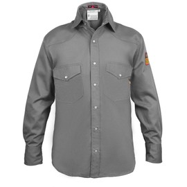 Flame Resistant FR Shirt - 100% C - Light Weight (Large, Light Grey)