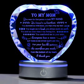 Qianwei Mom Gifts from Daughter Mothers Day Gifts - Crystal Engrave Thank You Mom Gifts with Led Colourful Light Base, Unique Funny Birthday Anniversary Valentines Gifts Her Girlfriend MOM