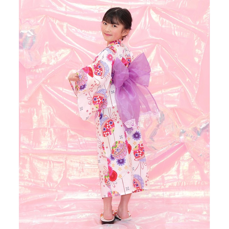Bee saa01400 Yukata 3-Piece Set, Kids, Girls, Summer, Easy, Separate