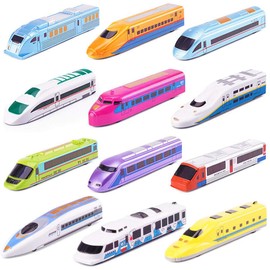 CORPER TOYS Bullet Train Pull Back Toy High Speed City Train Modern Locomotives for Kids Toddle Boys - Bundle of 12