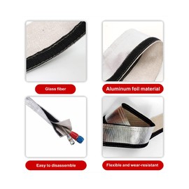 BaiYiQing Wire Heat Shield Heat Shroud Sleeve Heat Shield Automotive Fuel Line Wire Heat Sleeve for Ultimate Heat Protection Hose Wire Sleeving,with 10PCS Stainless Steel Cable Metal Ties(3/4"IDx10FT)