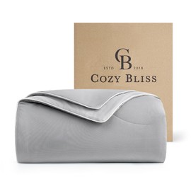 Cozy Bliss Cooling Comforter King Size Dual-Sided, Ultra-Soft Cooling Blankets for Hot Sleepers and Night Sweats, Breathable Lightweight Silky Smooth, Cool Grey
