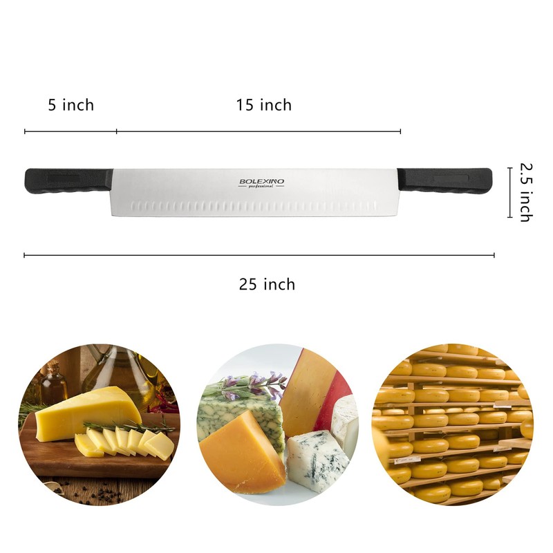 BOLEXINO 15 Inch Double Handle Cheese Knife for Charcuterie, High