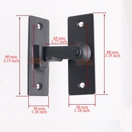 WANLIAN Barn Door Lock 90 Degree Black Large Stainless Steel Sliding barn Door Latch and Catches Right Angle Lock Flip Door Lock Curved Door Buckle