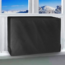 Waterproof Insulated Indoor Air Conditioner Cover for Inside Window AC Unit, 25Lx 17Hx 3.5D Inches- Black