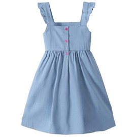 Frogwill Girls Embroidered Rainbow Dress, Summer Classroom Cutie Cotton Denim Outfit 4t, Denim