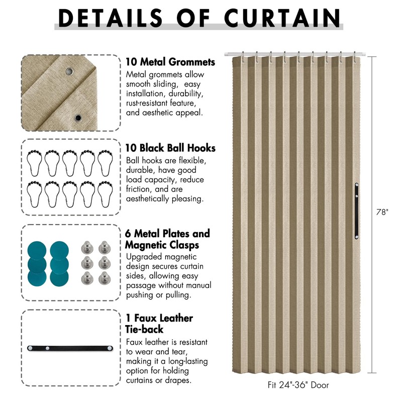 MIULEE Accordion Style Magnetic Folding Door Curtains for Doorways/Closet, Room