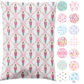 14.5x19 Designer Poly Mailer 100 Pack Heavy Duty Waterproof Self Seal Shipping Bags for Small Business Large Mailing Envelopes Bulk Tear Resistant Packaging Pink Nutcracker Christmas Holiday