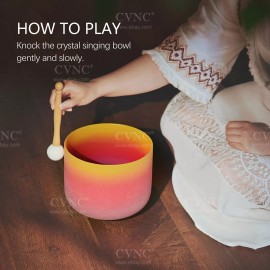 CVNC 440Hz 8"E Solar Plexus Chakra Crystal Singing Bowl Sound Healing Bath Yoga