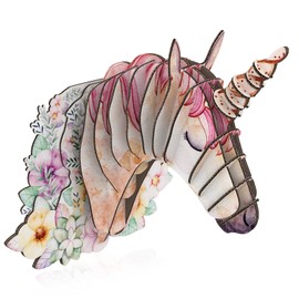 3D Unicorn Wall Décor Cardboard Mount Wall Art Cute Pink Purple 3D Wall Decoration for Girls Bedroom Dorm Rome Colorful Flower Unicorn Fairy Décor Birthday Gift for Girls Teens Kids