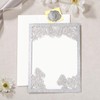 DORIS HOME 50Pcs Glitter Silver Butterfly Quinceanera Invitations, 5" x