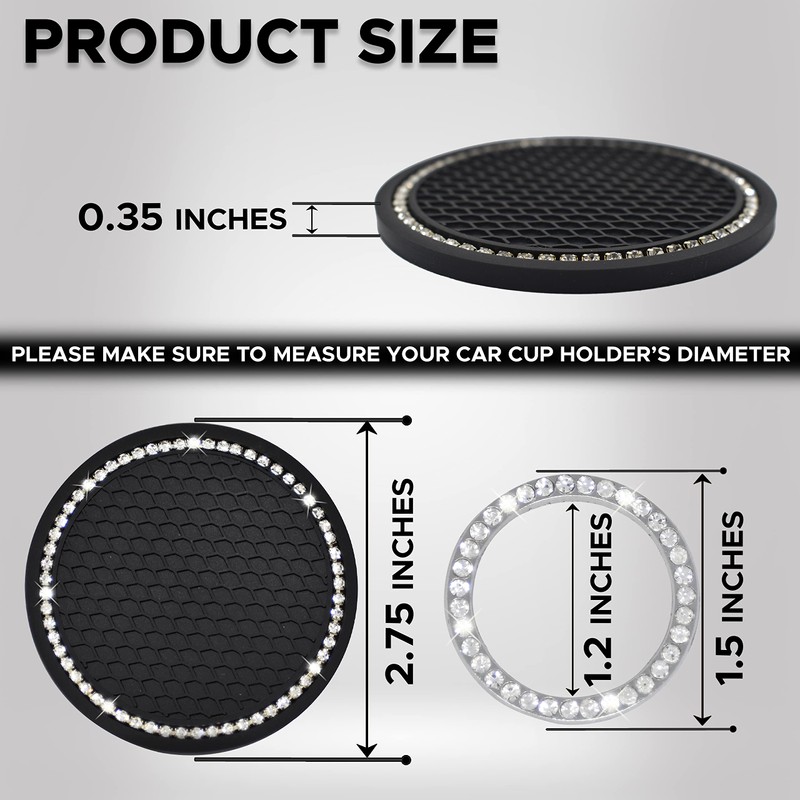 EcoNour Car Cup Coasters (2 Pack) | Car Push Start