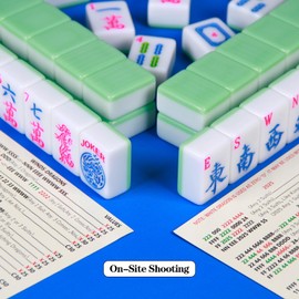 YINIUREN Green American Mahjong Set 1.6-inch Mahjong Tile Set 166 Pieces Large American Mahjong Tile Set with Mahjong Cards and Storage Bag