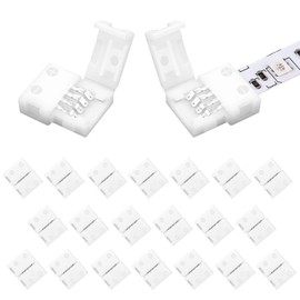 VIPMOON 20 Pack 4 Pin 8mm Led Strip Connectors, 4pin RGB Connectors Solderless Adapter, for 8mm Wide SMD 2835 3528 Multicolor Waterproof or Non-Waterproof LED Strip Light