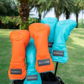 Golf Club Headcover Orange Wood Cover Driver Fairway Wood Utility Hybrid Headcover with Number Tag