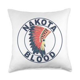 Nakota Blood Headdress Indian Proud Native American Roots Throw Pillow