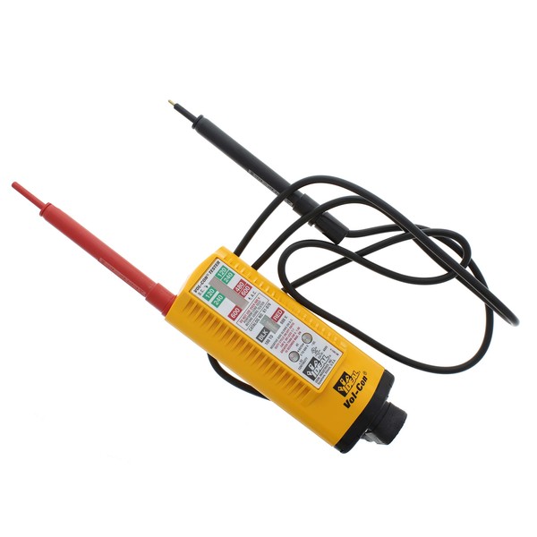 IDEAL INDUSTRIES INC. 61-076 Vol-Con Solenoid Voltage Tester with Vibration Mode, AC/DC Voltage Level Testing, CATIII for 600v, Yellow